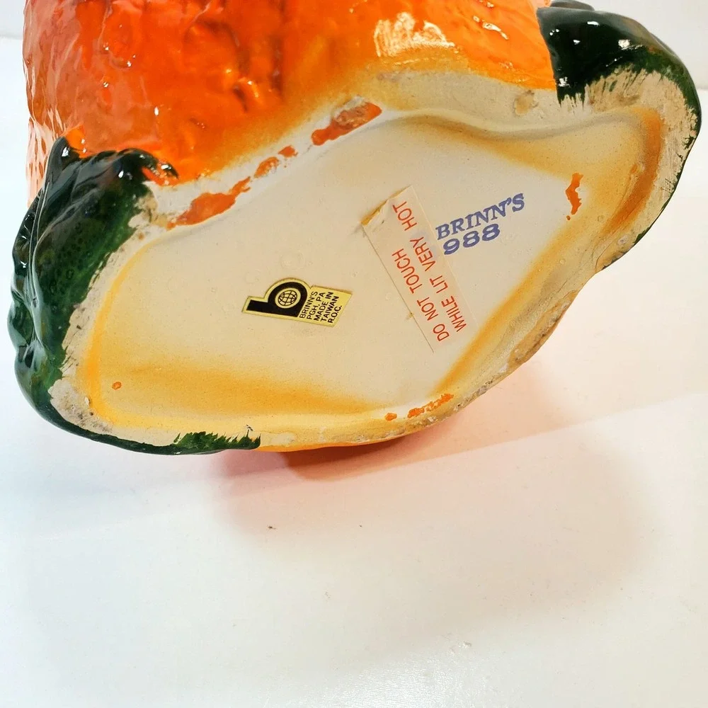 1988 Brinn's Halloween Jack O Lantern w/ Bear Ceramic Tea Light Holder Taiwan